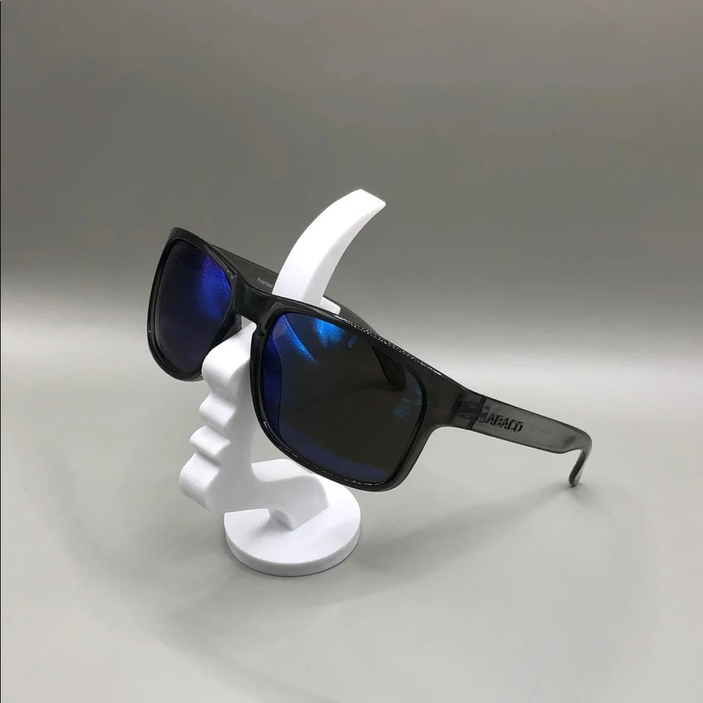 Abaco Dockside Polarized Square Sunglasses Crystal Grey Blue Mirror